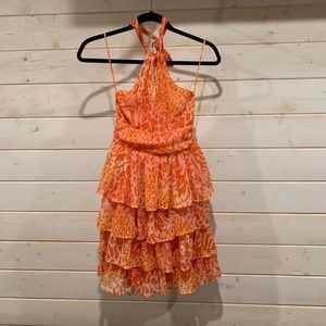 Smart Set | Orange Animal Print Halter Top Dress